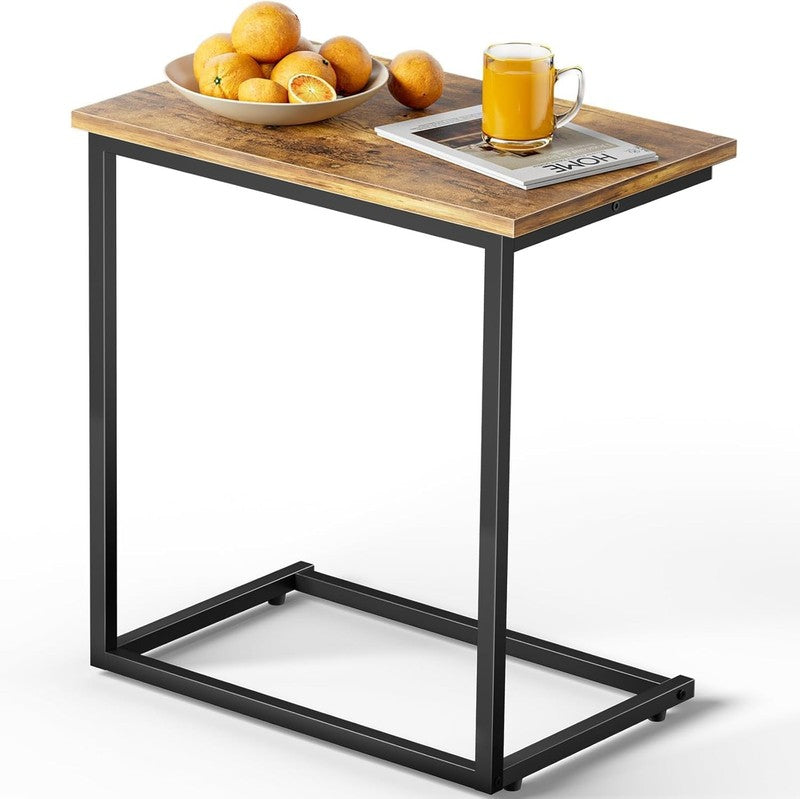 C Shaped End Table 27" High, Sofa Side Table for Couch, Slide Under Design7