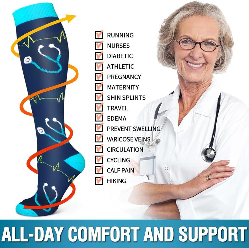 6 Pack Copper Compression Socks for Women and Men Circulation-Best Support for M5