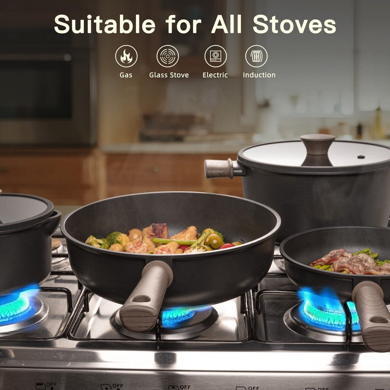 18-Piece Pots and Pans Set, Black Titanium Induction Nonstick Cookware Set, Oven3