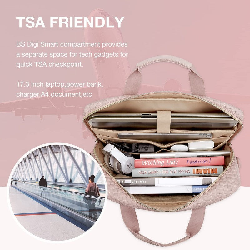 17.3 Inch Laptop Briefcase Messenger Bag Business Travel Shoulder Bag Pink2