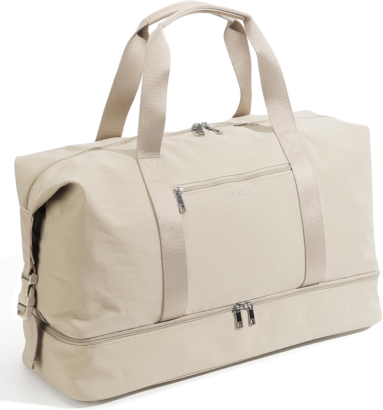 21in Women Weekender Duffle Bag 2Pc Canvas Leather Carry On Shoe Compartment0
