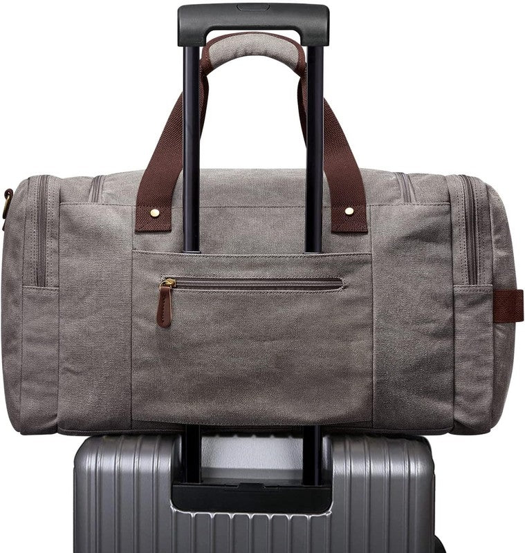 45L Canvas Duffle Bag Travel Weekender Overnight w/ Shoes Compartment Men6