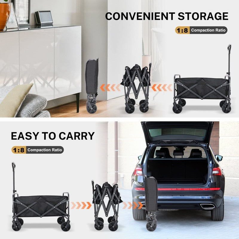 330LBS Foldable Wagon Cart, Heavy Duty Beach/Camping, Big Wheels   Black5
