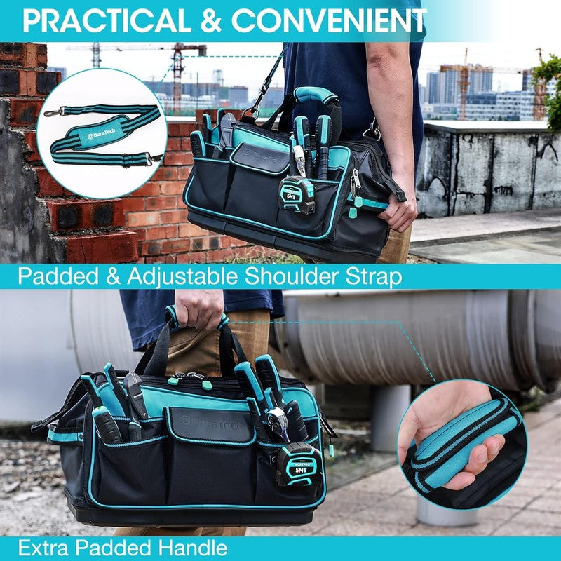 17" Wide Mouth Tool Bag 32-Pocket Organizer Waterproof Molded Base 840D Oxford5