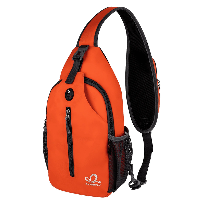 Unisex Hiking Travel Nylon Sling Bag Cross Body Shoulder Chest Bag,Orange Red7