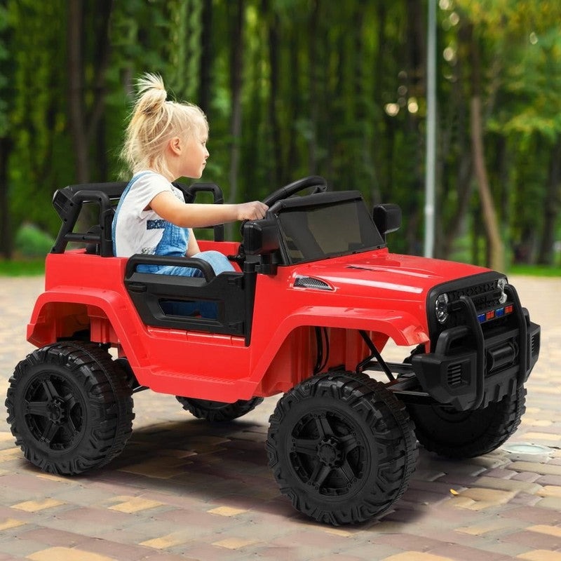 12V Electric Remote Control Kids Ride-On Truck with LED Lights & Seat Belt - Red7