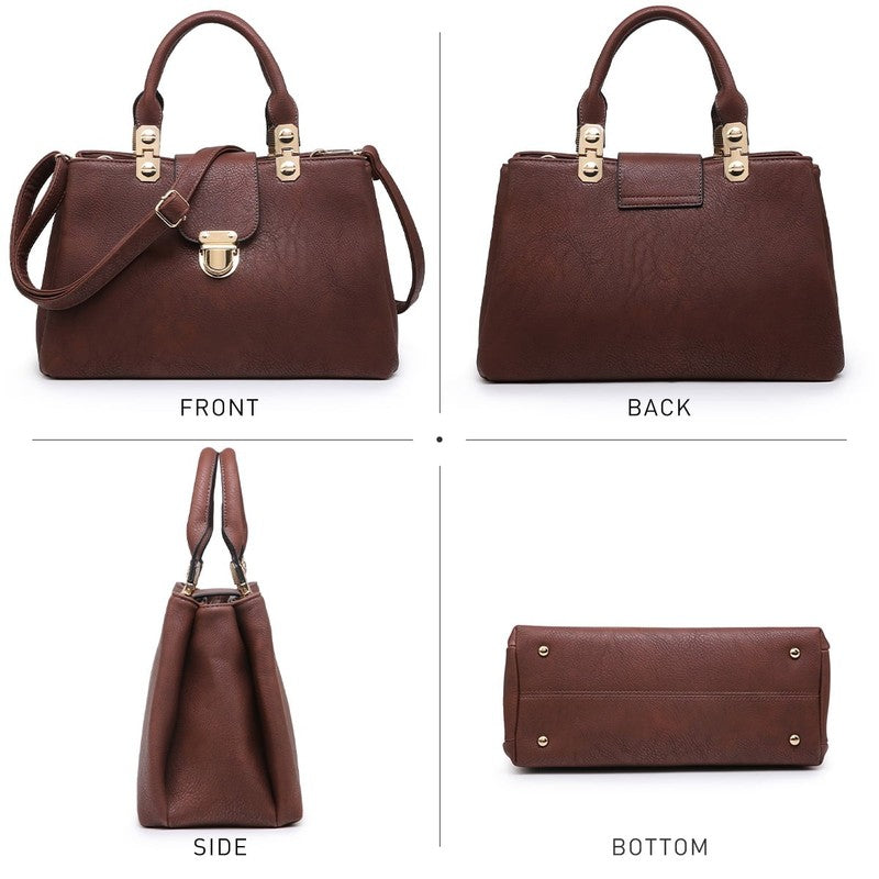Women Satchel Handbag Vegan Leather Top Handle Medium Tote Shoulder Bag2