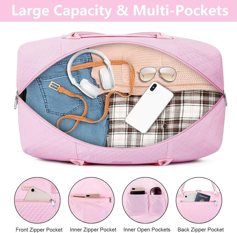 Women Weekender Travel Duffel Bag Carry On w/ Shoe Compartment Large Nylon Tote3