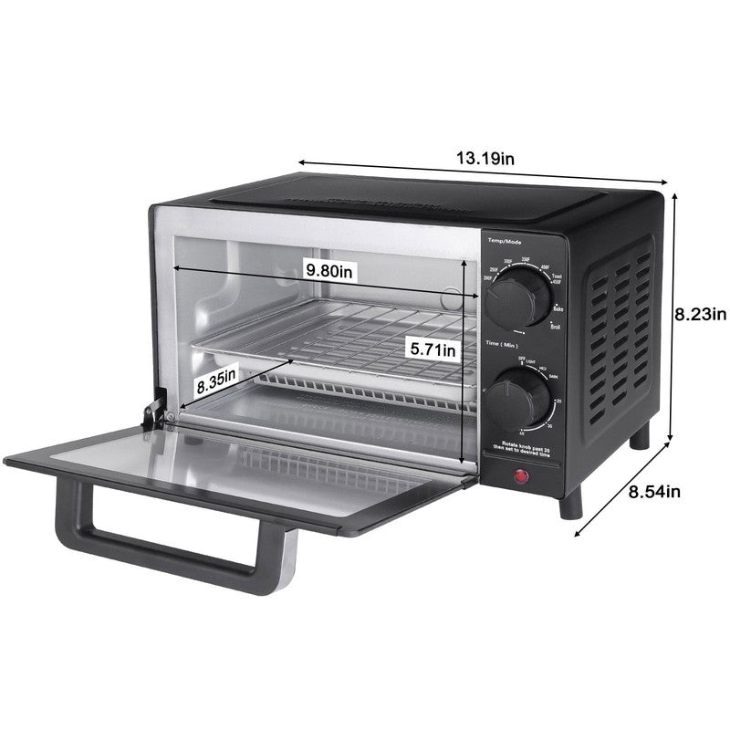 4-Slice Countertop Toaster Oven with Bake Pan & Rack, 3 Settings, Black3