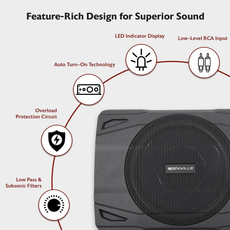 SS8P 400W 8" Slim Under Seat Subwoofer   Deep Bass for Cars & Trucks6