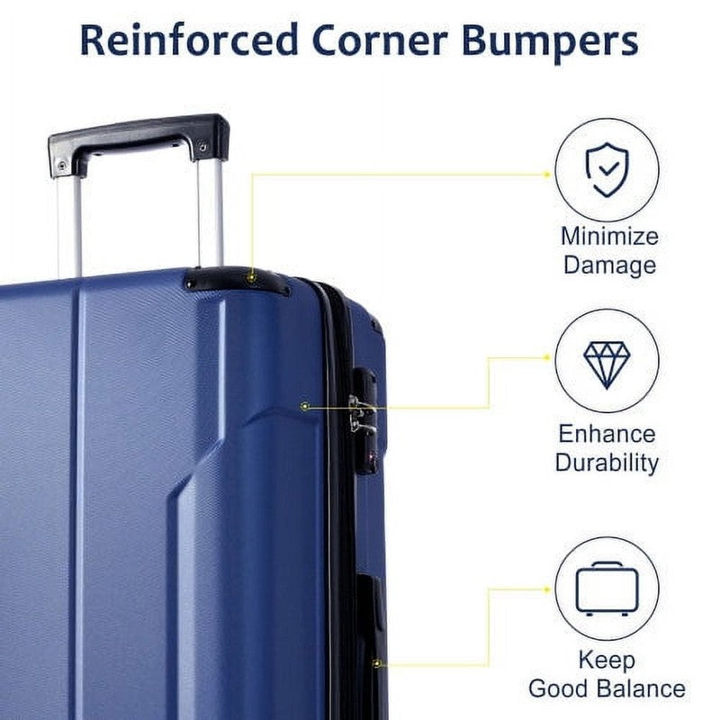 Carry on Luggage 24 Inch, ABS+PC Lightweight 65L Capacity Hardshell Suitcase wit1