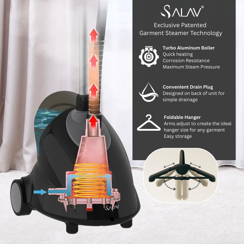 GS18 DJ Standing Garment Steamer with Roll Wheels for Easy Movement, 1.8L Water 6