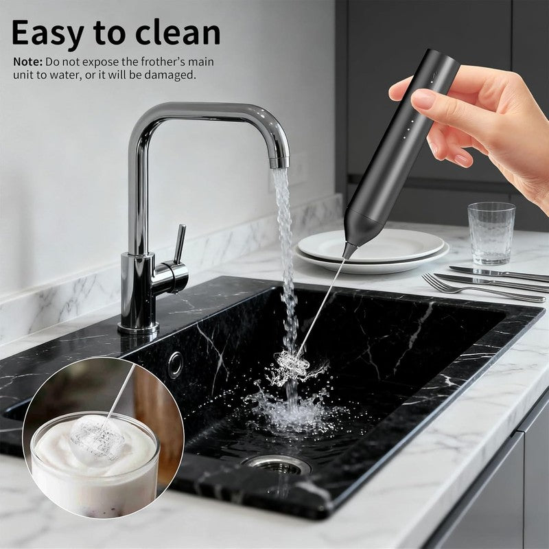 Kitchen Milk Frother Handheld with Stand, 3 Speeds Adjustable Mixer Electric Han6
