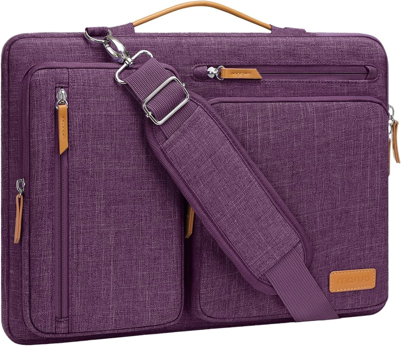 15.6 Inch Laptop Shoulder Bag 360 Protective Messenger 4 Zipper Pockets7