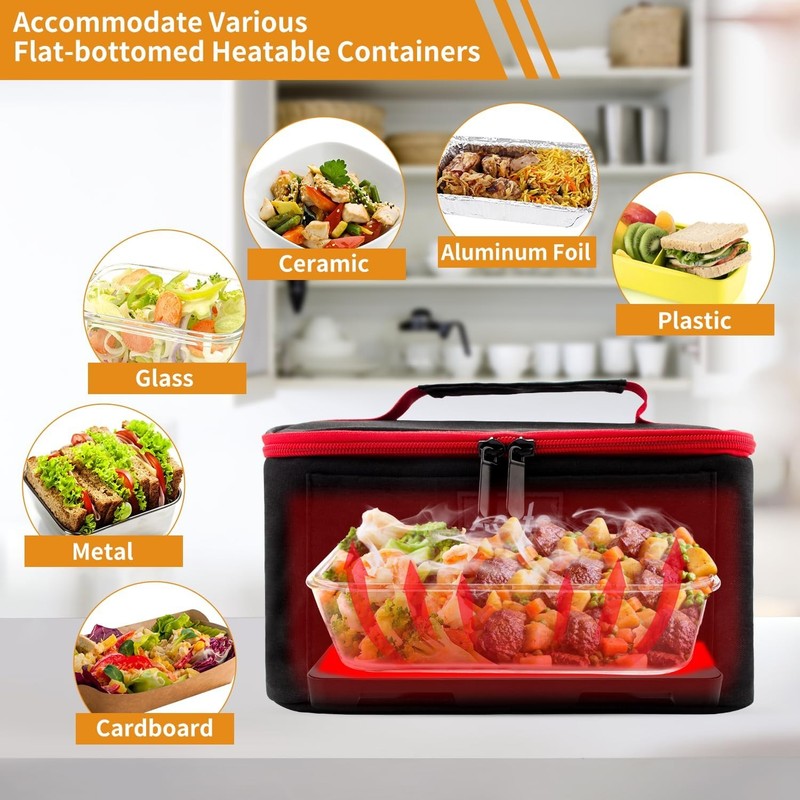 Portable Electric Lunch Box Oven Food Warmer 3 in 1 12V 24V 110V Black Red4