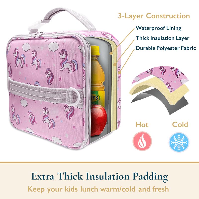 Lunch Bag for Kids – Insulated Lunch Box for Girls and Boys, Cute Reusable Coole8