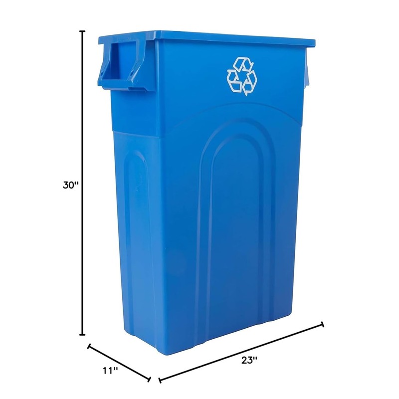 Highboy 23 Gal Blue Recycling Bin Slim Space Saving Indoor/Outdoor Use 2 Pack6
