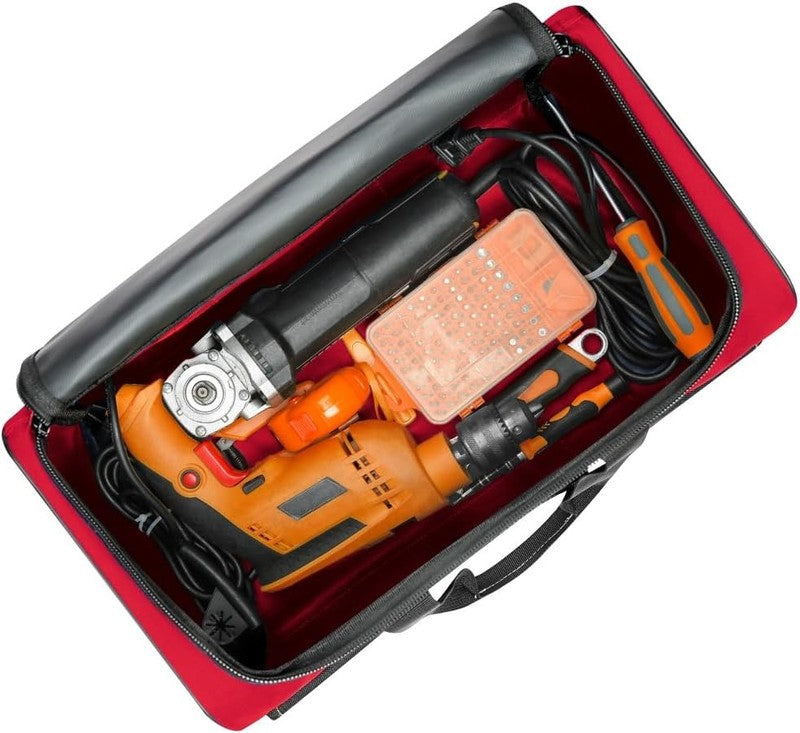 17" Tool Bag for Men 6-Pocket Waterproof Organizer Red & Black Double Zipper6