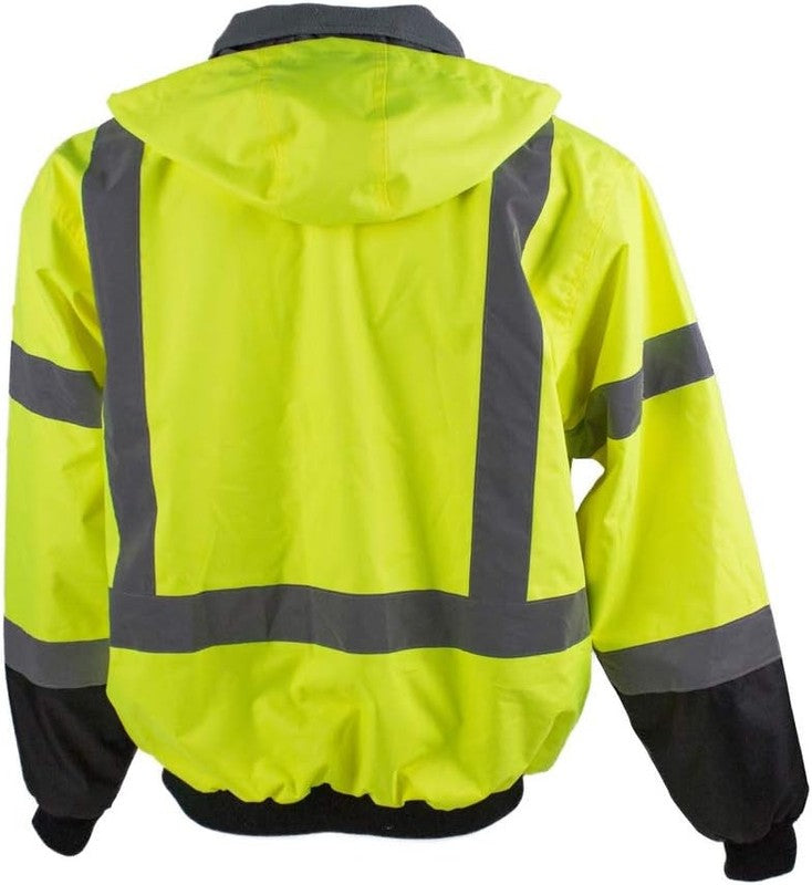 Hi Vis Safety Bomber for Men   Waterproof, Reflective ANSI Class 3 Winter Rain J7