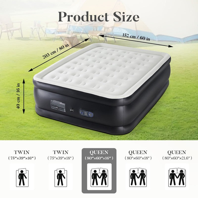 18 in Twin Air Mattress with Built in Pump, 600LBS Weight Capacity for Camping, 1