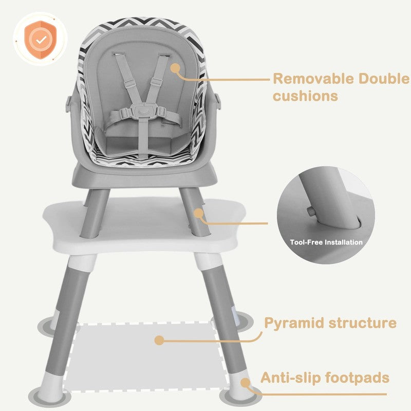 8 in 1 Baby High Chair, Toddler Dining Booster Seat for Eating, Chevron1