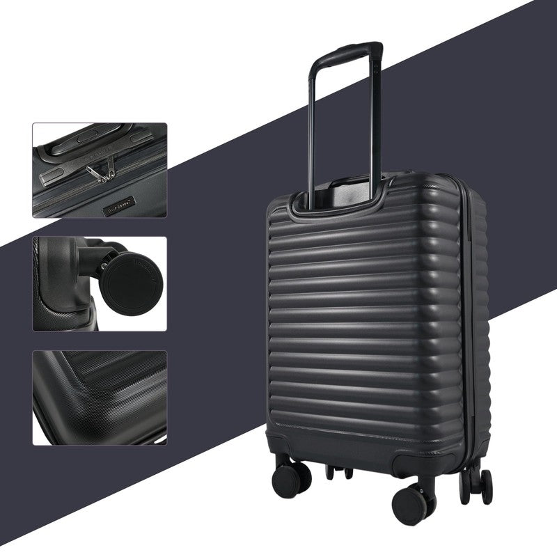 20" Underseat Hard Sided Carry On Luggage, Spinner Wheels, Abs,Black2