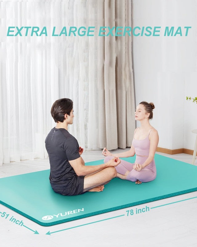 Extra Large Yoga Mat 78"X51" Thick 1/2" NBR Foam Exercise Workout Mats for Home1
