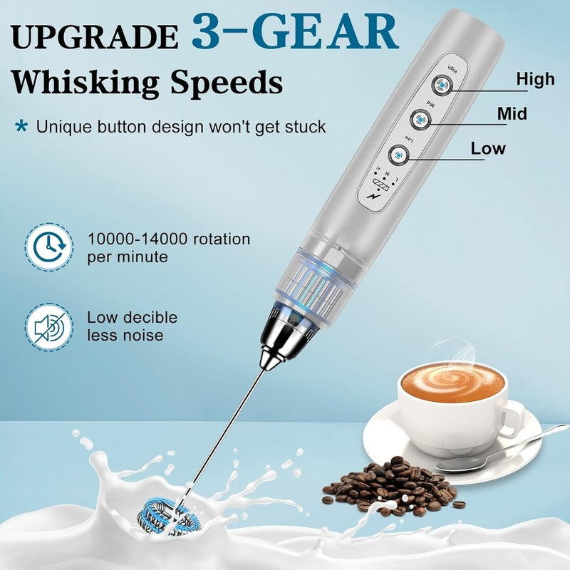 Milk Frother Handheld for Coffee, Electric Whisk 3 Speed Adjustable, Drink Mixer2