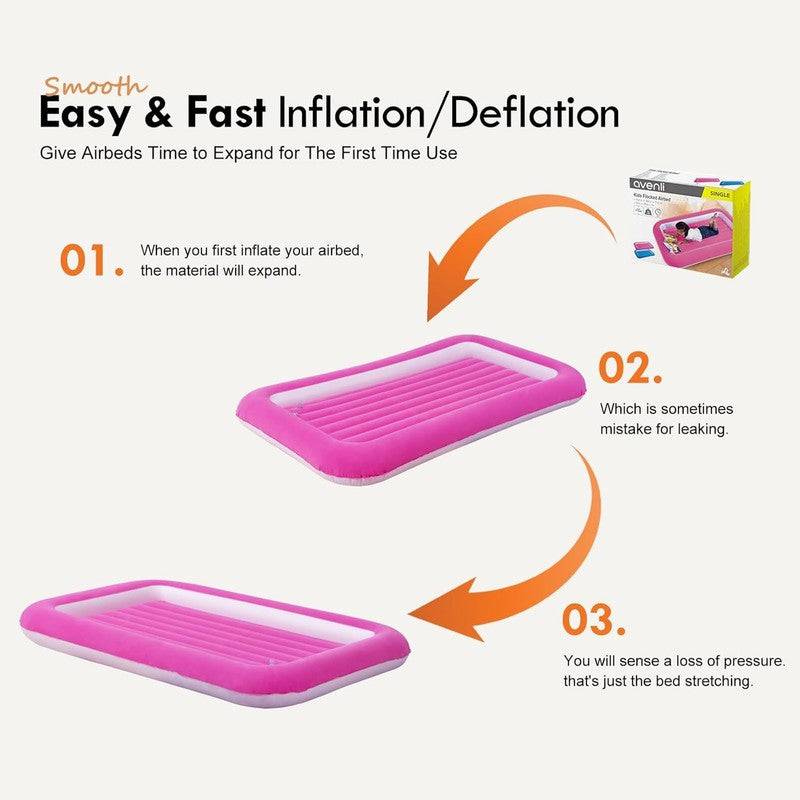Kids Air Mattress Inflatable Toddler Travel Bed with Sides,Pink4