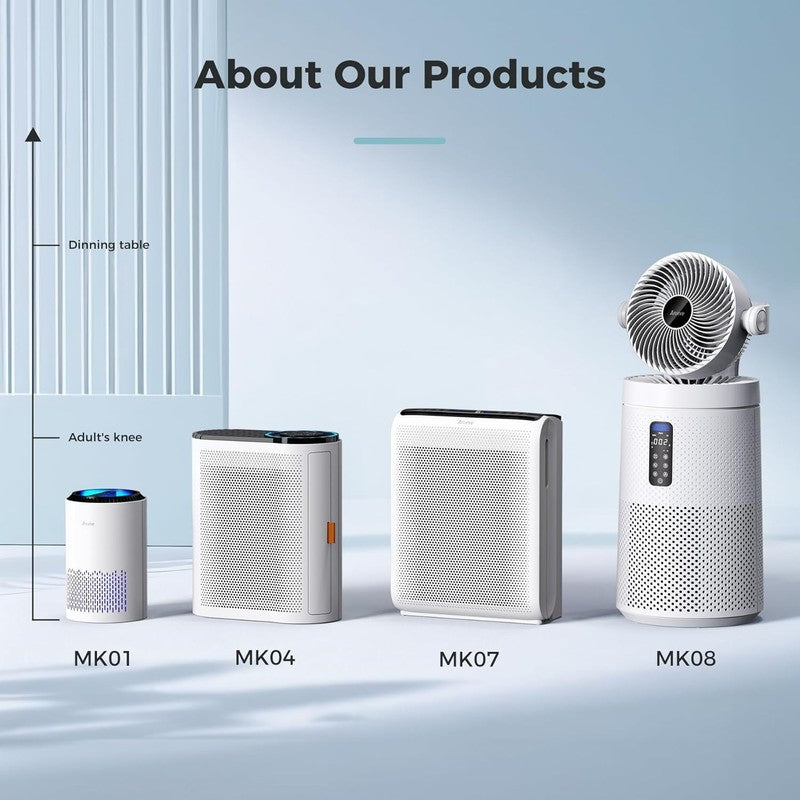 Air Purifier MK01 Black for Smoke Pets Allergies Sleep Mode CA Approved8