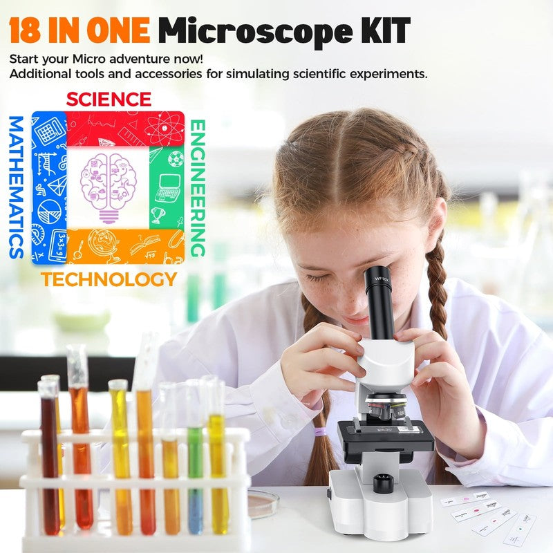 Student Compound Microscope for Kids w/ Slides Kit & Smartphone Adapter3