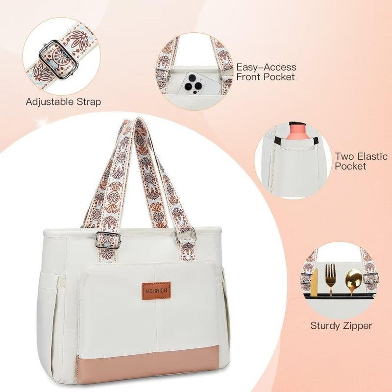Lunch Bag for Women Leakproof Insulated Large Lunch Tote Cooler Adults White3