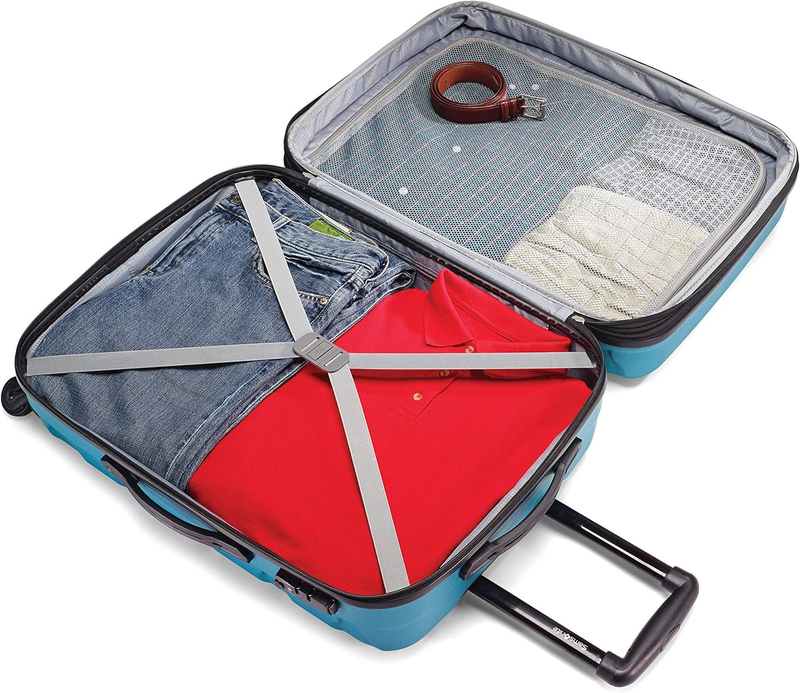 28" Hardside Expandable Luggage Spinner Wheels Checked Suitcase Caribbean Blue2