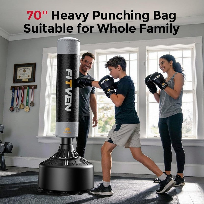 Freestanding Punching Bag w Gloves Heavy Bag Suction Cup Stand Kickboxing8