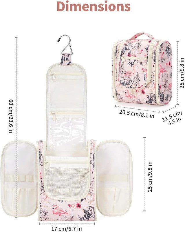 Small Hanging Toiletry Bag Travel Makeup Organizer Medium Beige Bird7