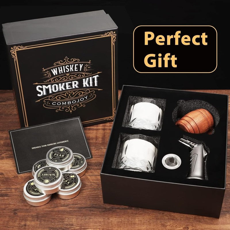 Whiskey Smoker Kit with Torch - 6 Flavors Wood Chips, 2 Glasses, 2 Ice Ball Mold7