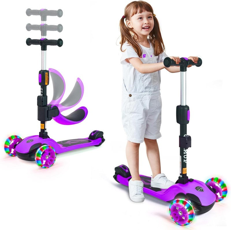 Kids 2 in 1 Folding 3 Wheel Kick Scooter Adjustable Height Safety Lock Ages 3 142