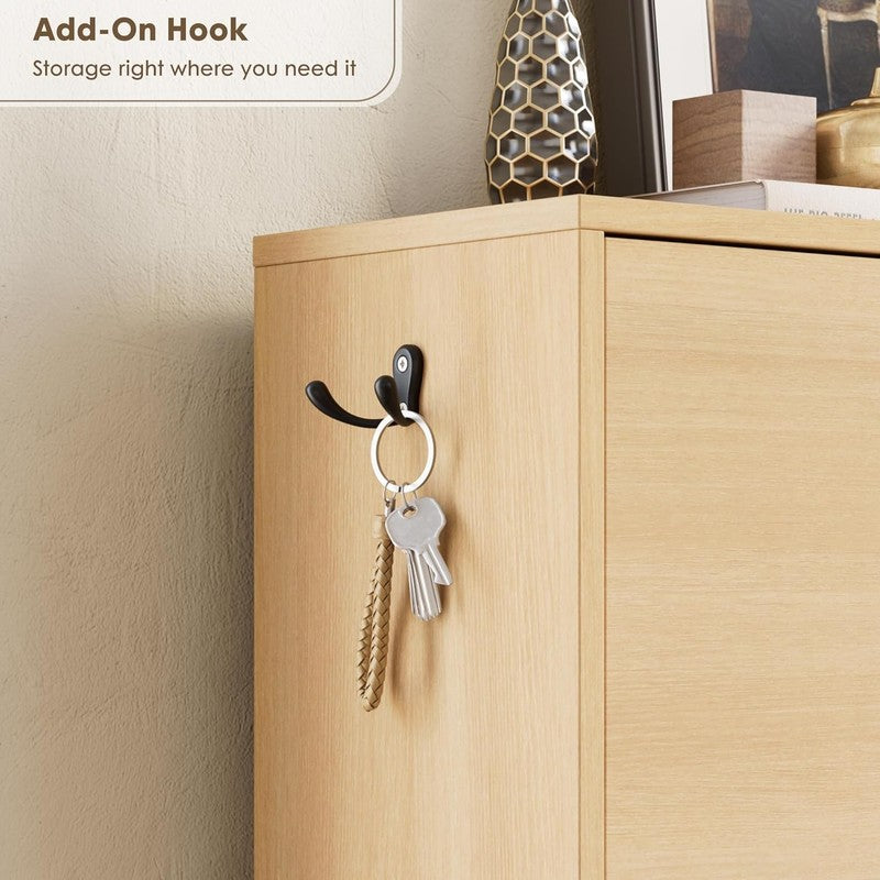 Slim Shoe Storage Cabinet Hidden Rack Organizer Entryway Hallway Natural Oak7