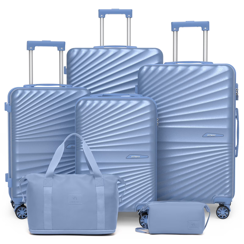 Durable 6 Piece Hardshell Luggage Set TSA Lock Spinner Wheels Tote Bags Included8