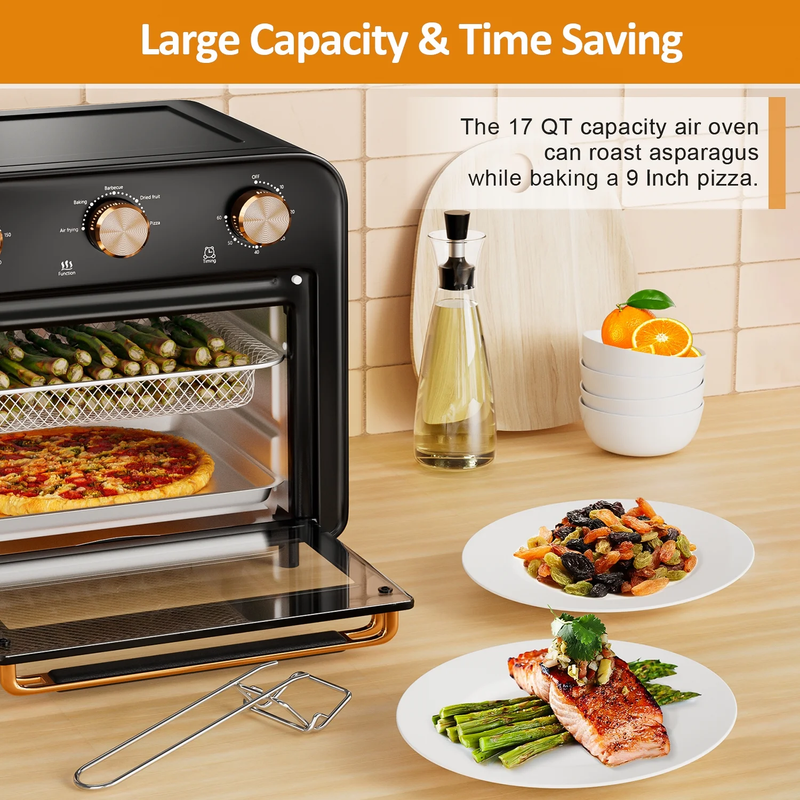 5 in 1 Air Fryer Toaster Oven, 1300W, 17 Quart, Oil Less Cooking Combo2