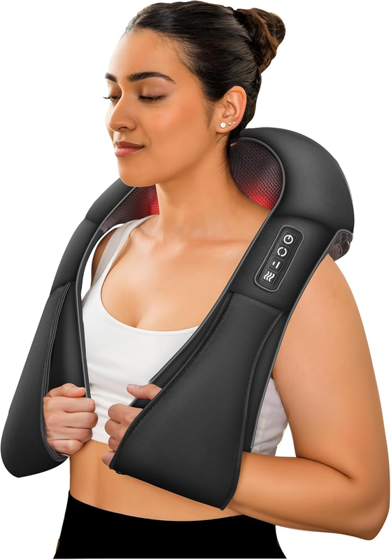 Shiatsu Neck Shoulder Massager w/ Heat Deep Kneading Back Massage Pillow0
