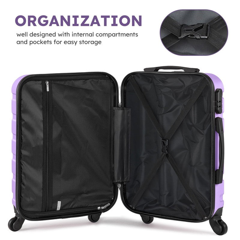 4 Piece Luggage Set Hardside Spinner Suitcase 16 20 24 28 Inch Purple10