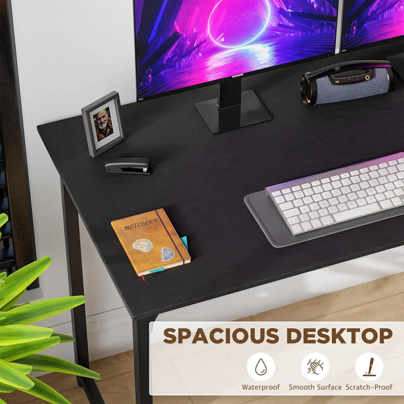47in Adjustable Computer Desk Laptop Table Sturdy Metal Frame Black3