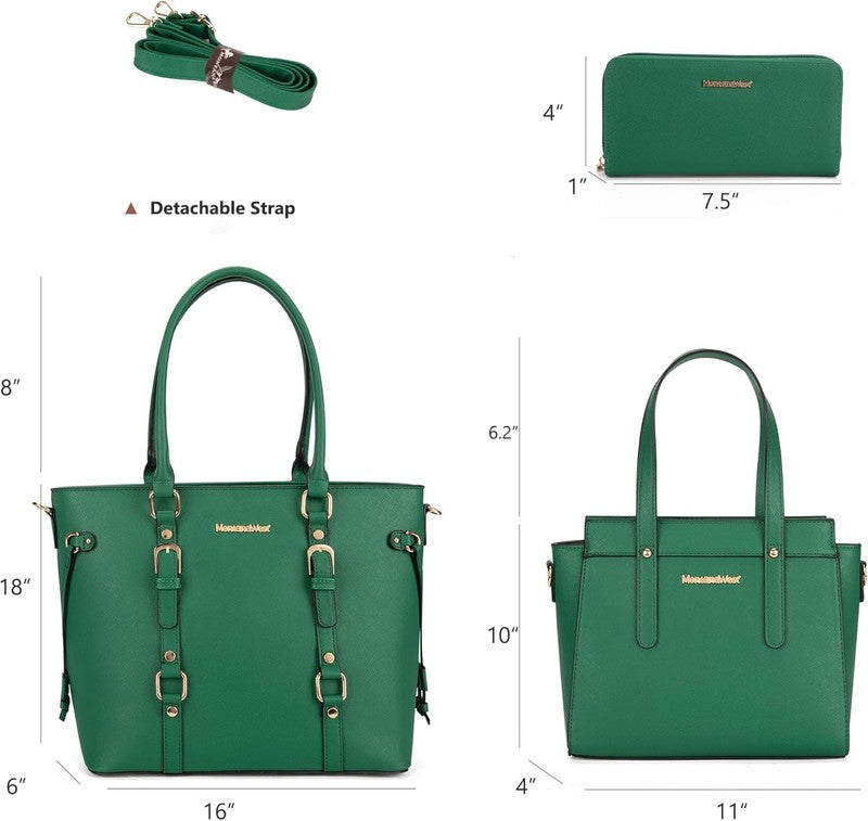 3PCS Purses for Women Tote Bag and Wallet Set Shoulder Satchel Handbags5