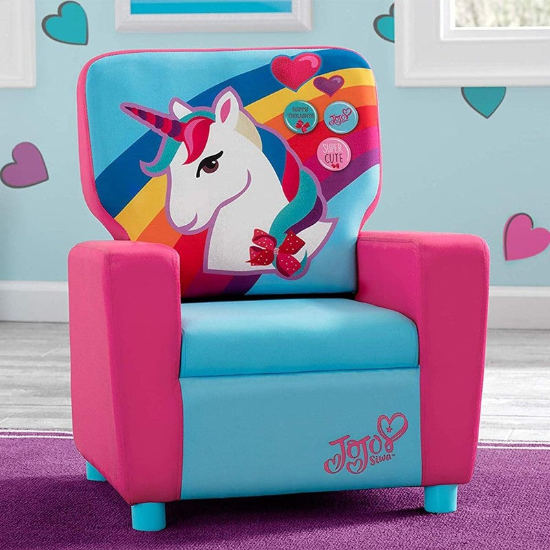Kids Upholstered Unicorn Chair by JoJo Siwa – Rainbow Pink & Blue1