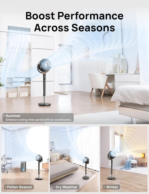 Quiet 120° Oscillating Pedestal Fan, 8 Speeds, Adjustable Height, Timer, Grey6