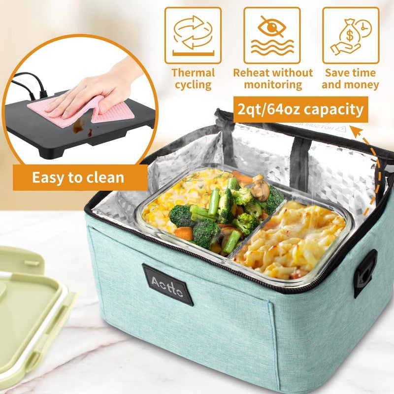 Portable Electric Lunch Box Oven Food Warmer 3 in 1 12V 24V 110V Lake Green2