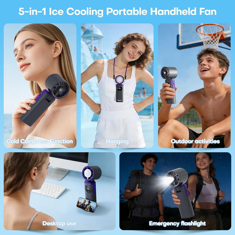 Ice Cooling Handheld Fan 6000mAh 199 Speed 20H Turbo 20000RPM Grey5