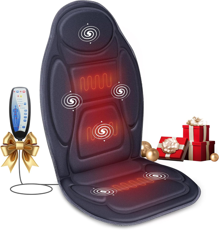 Vibration Back Massager Seat Cushion w/ Heat 6 Motors Chair Pad Home Office9