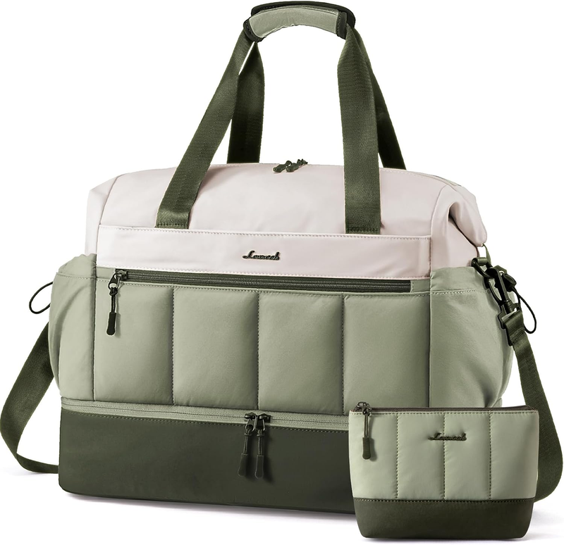 38L Women’s Travel Duffel Weekender Bag w/ Shoe & Wet Pocket 2Pc Green9